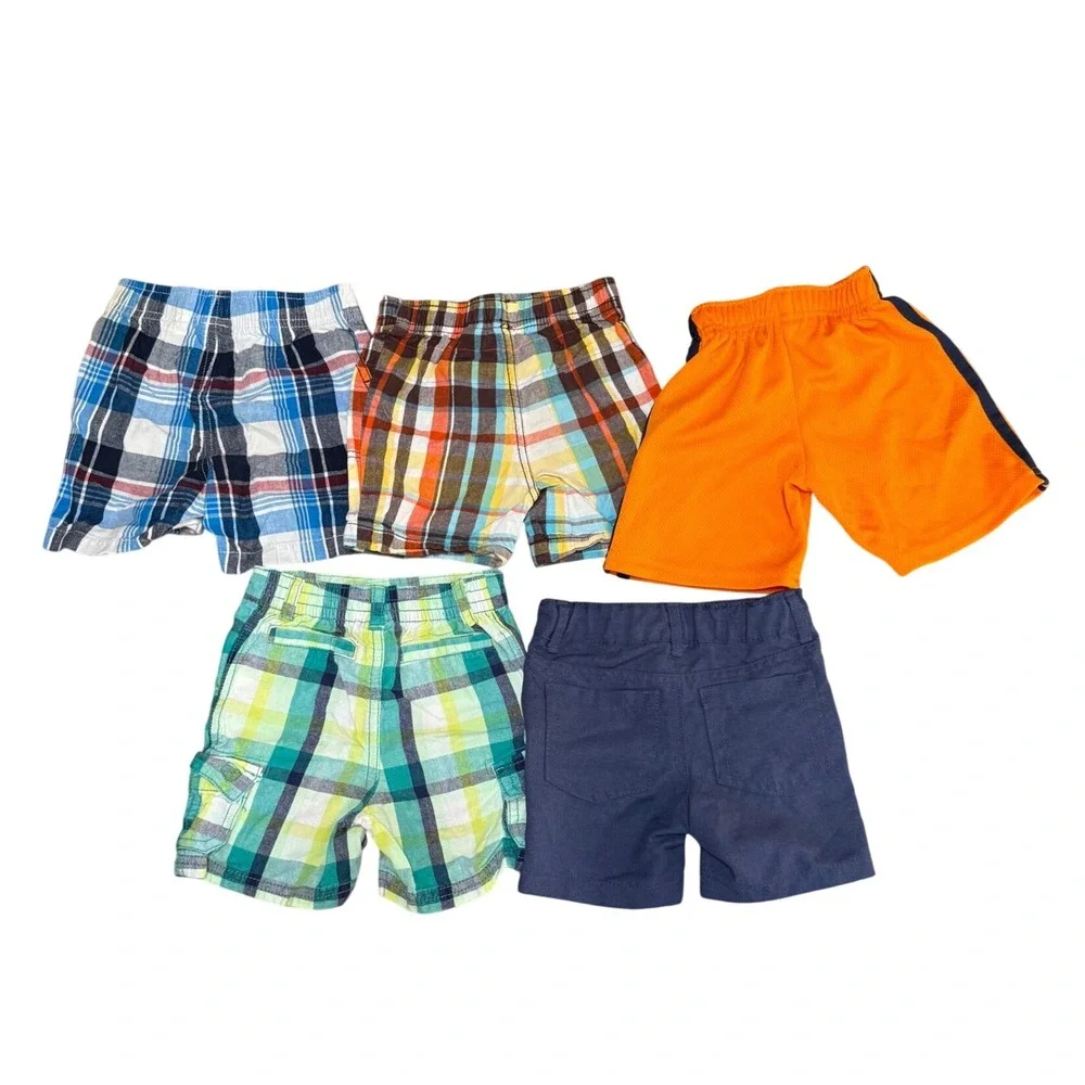Toddler Boys 12M 18M Shorts Multicolor‎ Plaid Athletic Cat Jack Bundle of 5
